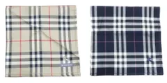 バーバリー BURBERRY タグ付き ハンカチセット 2枚 ノバチェック チェック ホース刺繡 ベージュ系 ネイビー系 X