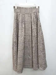 ◇ NICE CLAUP ナイスクラップ チェック カジュアル ロング フレア スカート サイズF ベージュ系 レディース P  【1403110018788】