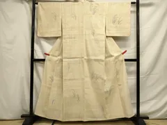ネコネ様　AK-7534 夏着物 夏小紋 生紬 付下げ 手書きの染め 織に染め ネコネ様 AK-7534 夏着物 夏小紋 生紬 付下げ 手書きの染め 織に