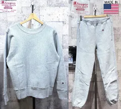 美品 USA製 赤タグ チャンピオン リバースウィーブ クルーネック スウェットシャツ・スウェットパンツ 上下セットアップ M グレー 赤単タグ 米国製 champion