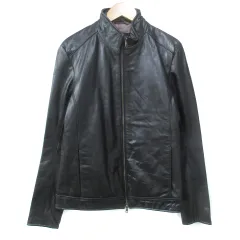 テットオム TETE HOMME スタンドレザージャケット 革ジャン カウレザー ミドル丈 ダブルジップ 4 S 黒 ブラック 1017419011 /FF2 ■GY12のサムネイル