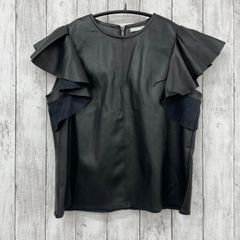 【 felmo 】フェルモ フェイクレザー フラッタースリーブ トップス ブラック