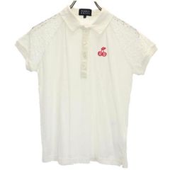 パーリーゲイツ 半袖 ポロシャツ 袖レース ゴルフウェア 0 ホワイト系 PEARLY GATES ロゴ 日本製 レディース 【中古】  【230613】 メール便可