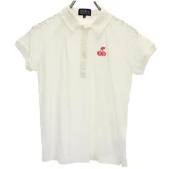 パーリーゲイツ 半袖 ポロシャツ 袖レース ゴルフウェア 0 ホワイト系 PEARLY GATES ロゴ 日本製 レディース 【中古】  【230613】 メール便可