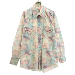 Rawhide 70s ヴィンテージ 総柄 長袖 ウエスタンシャツ グレージュ メンズ 古着