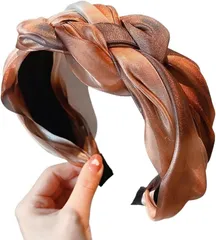 Liebendo 三つ編みカチューシャ 韓国風 ヘアバンド 痛くない 大人カジュアル 髪飾り ヘアアクセサリー(オレンジ,  Free)