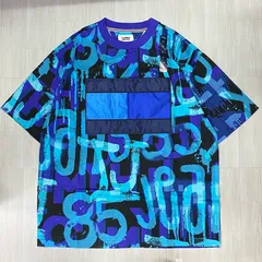 USAモデル TOMMY HILFIGER TJ総柄 カラーブロック Tシャツ ブルーリバーフォグ (R4F-23)
