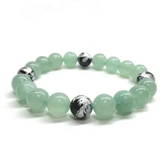 10mm 四神獣銀彫オニキス×アベンチュリン パワーストーン ブレスレット天然石 運気上昇 開運 金運 恋愛運 お守り 青龍 白虎 玄武 朱雀（シンプル）メンズ・レディース　男性・女性　数珠ブレス　開運 [6]