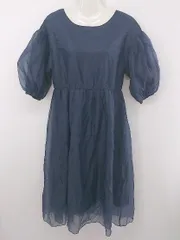 ◇ merlot plus メルロープリュス 五分袖 膝下丈 ワンピース ネイビー レディース P  【中古】 【1210280030362】のサムネイル