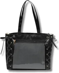 RENASYS 痛バッグ 推し活 オタ活 トート レースアップ リボン A4 ライブ イベント グッズ(ブラック)