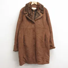 古着 長袖 コート レディース 00s ロング丈 茶 ブラウン 内側ファー 25jan11 中古 アウター