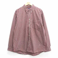 XL/古着 ギャップ GAP 長袖 ブランド シャツ メンズ 00s コットン ボタンダウン 赤 レッド チェック 24aug30 中古 トップス