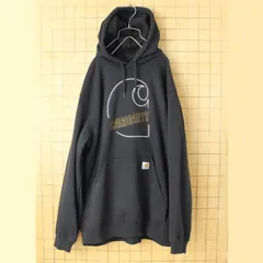 ビッグサイズ USA carhartt カーハート スウェットパーカー ブラック メンズXL フーディー プリント アメリカ古着　082725aw38