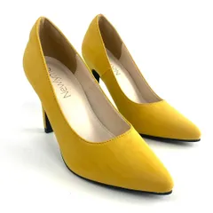 新品 パンプス 22.5cm イエロー 美シルエット 6cm 9.5cmヒール 美ライン 小顔効果 クッションインソール 安定感抜群 歩きやすい レディース 靴 シューズ ヒール パーティーコーデ 二次会 お呼ばれ プレゼント 高級 小顔バンプス レディース