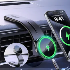 【新時代を開く・折り畳み可能&史上最強の磁力】車載ホルダー スマホホルダー 車 携帯ホルダー マグネット ワイヤレス車載充電器 急速充電 スマホスタンド マグセーフ超強力 形状記憶合金 3M粘着シール 360度回転 超強磁力 安定性拔群 片手操作 車用品  1