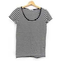 アダムエロペ 半袖Ｔシャツ ラウンドネック ボーダー トップス レディース 38サイズ ブラック×ベージュ Adam et Rope'