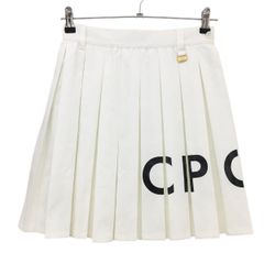 新品】CPG プリーツスカート 白×黒 ロゴプリント インナーパンツ付