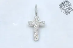 チャーム　クロス　シルバー　スターリングシルバー　ハワイアンジュエリー　ハワジュ　アクセサリー　チェーン別売り　十字架　スクロール　波　彫刻　シンプル　ミニ　小さめ　小ぶり　レディース　女性　日常使い　ハワイアンデザイン　色違い　プレゼント　5,000円