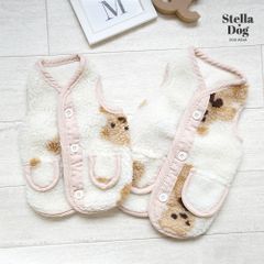 【閉店セール全品半額】ボアベアベスト　くまベスト　くまさん　ホワイト　犬服　ペット服