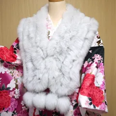 成人式・振袖に! ファーショール ストール（ブルーフォックス 毛皮） 日本製 和洋兼用 振袖 成人式 ショール FOX