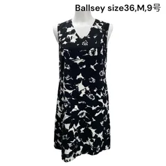 ボールジィ Ballsey ワンピース ノースリーブ 膝丈 Vネック 白黒 コットン 36,M,9号 レディース S5Q753