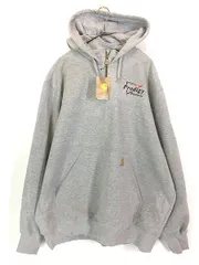 「Deadstock」 古着 Carhartt 企業 刺しゅう ワンポイント 「Rain Defender」 撥水 スウェット ハーフジップ パーカー グレー XL 古着 