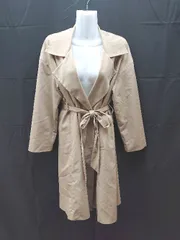 ◇ E hyphen world gallery シンプル 薄手 春 秋 ロング丈 長袖 コート サイズF ベージュ レディース E  【1303020032075】