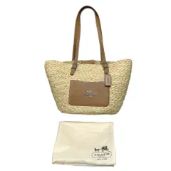 ◆中古品◆コーチ COACH かごバッグ トート ハンドバッグ ブラウン系 レディース CJ518 レザー ストロー 肩掛け カバン kyQ18524N