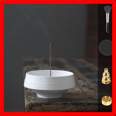 ★送料無料★ホワイト Nannlia 直径13cm お香立て おしゃれ 陶器製 香炉 線香立て インテリア 高級 御洒落 和風 室内 仏壇用