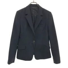 グリーンレーベルリラクシング ストライプ柄 長袖 テーラードジャケット 38 ネイビー green label relaxing UNITED ARROWS レディース 古着 【240421】