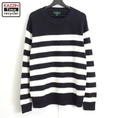 00s J.CREW ボーダー柄 コットン ニットセーター メンズ 表記Lサイズ