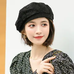 ☆ ブラック ☆ ベレー帽 レース pkxj019 ベレー帽 レース 帽子 ぼうし ベレー ゆったり 通気性 柔らかい ふんわり シンプル 花柄 通勤 通学 旅行 お出かけ サイズ調整可 春 夏 秋 サマーベレー おしゃれ 可愛い かわいい 女性 レディース