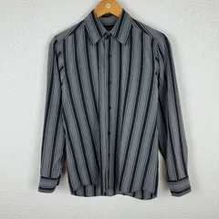 agnès b. homme アニエスベーオム デザインシャツ 長袖 ストライプ グレー 36サイズ メンズ 古着 モード フランス製