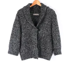 ザラ 長袖カーディガン ニットカーデガン ショールカラー ニットジャケット 厚手 トップス レディース USA Mサイズ グレー ZARA 【中古】