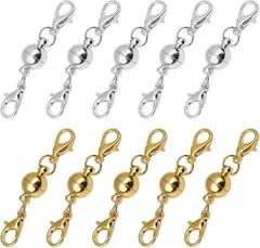 NYANDELMO ネックレス マグネット クラスプ 留め具 ロブスター ハンドメイド 10個セット(ゴールド＋シルバー,  8mm)