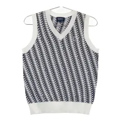 サイズ：0 PEARLY GATES パーリーゲイツ 2024年モデル ニットベスト PG 総柄 ネイビー系 [240101540955] ゴルフウェア レディース ストスト