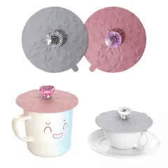 【数量限定】可愛い シリコン蓋 漏れ防止 気密シール 防塵 (グレー＋ピンク-2点セット) 耐熱 シリコンカップ蓋 マグカップカバー 蓋 マグカップ カップカバー