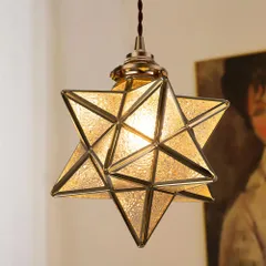 真鍮＆ガラス 1灯 天井 ペンダントライト 照明 幻想的に広がる星のシルエット 吊り下げ照明 Wiki 引掛けシーリング Sukuma PDT43