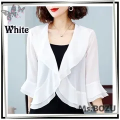 【新品】ボレロ ストール ケープ ショール パーティードレス 上品 結婚式 披露宴 お呼ばれ 食事会 体型カバー 冷房対策 白 ホワイト L