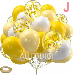 【 60個セット】 送料無料 バルーン 風船 大量 リボン付き 風船チェーン付き 紙吹雪 デコレーション お祝い お祭り 飾り付け 誕生日 結婚式 パーティー クリスマス 二次会 記念日 黄色い イエロー 白 ホワイト AU093J