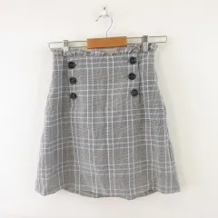ナイスクラップ NICE CLAUP ミニスカート チェック グレー 黒 F *A571