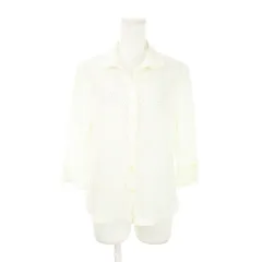 レリアン Leilian 総レースシャツ 七分袖 ブラウス オープンカラー カットワーク 刺繍 フラワー 花柄 11 クリーム アイボリー /AH5