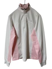 Z1343 ellesse スポーツウェア メッシュ ハーフジップ ピンク/ホワイト サイズM
