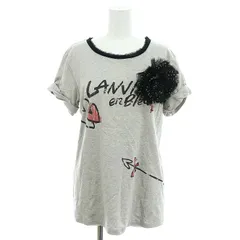 ランバンオンブルー LANVIN en Bleu コサージュ付き ロゴTシャツ プリント 半袖 36 グレー /HS ■OSのサムネイル