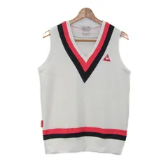 ルコックスポルティフ ベスト ジャケット アウター Vネック ゴルフウエア 大きいサイズ メンズ LLサイズ ホワイト le coq sportif 【中古】