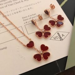 ヴァンクリーフ＆アーペル Van Cleef & Arpels ヴィンテージ アルハンブラ ピアスネックレスセット レッド・アゲート