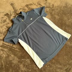 【Wilson】ハーフジップTシャツ/Lサイズ/ネイビー×ホワイト/ポリエステル