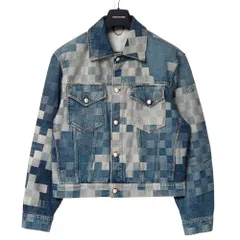 極美品 大人気 LOUIS VUITTON チェック柄 デニムジャケット Damier ファッション 大人気 LOUIS VUITTON チェック柄 デニム