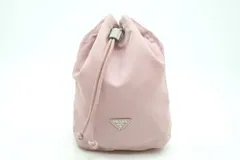 プラダ 三角ロゴプレート ポーチ 巾着 クラッチバッグ マルチケース テスートナイロン ピンク PRADA 1519h