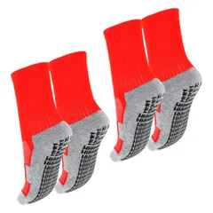 [753japan] サッカー ソックス ジュニア スポーツ 滑り止め 足首サポート 子供 キッズ 靴下 19cm-24cm フットサル テニス バスケ (赤・赤2足セット19cm-24cm) [赤・赤2足セット19cm-24cm] [19.0 cm]